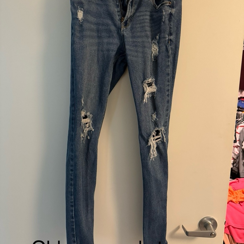 Old Navy Distressed Blue Skinny Jeans